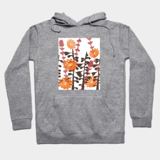 Orange Floral Pattern Hoodie